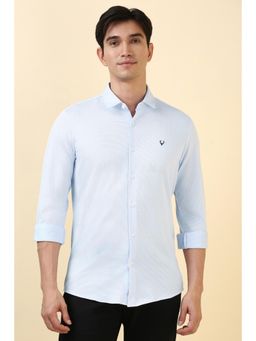 Allen Solly - Men Light Blue Slim Fit Textured Full Sleeves Casual Shirts