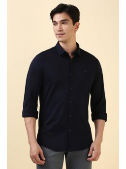 Allen Solly - Men Navy Blue Slim Fit Solid Full Sleeves Casual Shirts