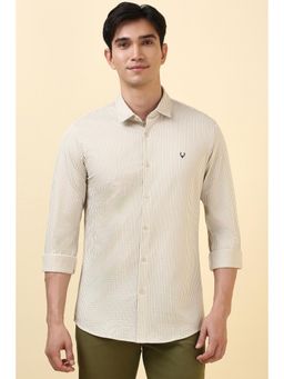 Allen Solly - Men Beige Slim Fit Stripe Full Sleeves Casual Shirts
