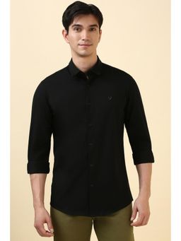 Allen Solly - Men Black Slim Fit Solid Full Sleeves Casual Shirts