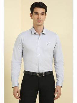 Allen Solly - Men Grey Slim Fit Solid Full Sleeves Formal Shirts