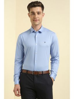 Allen Solly - Men Light Blue Slim Fit Textured Full Sleeves Formal Shirts