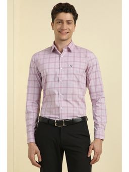 Allen Solly - Men Pink Slim Fit Check Full Sleeves Formal Shirts