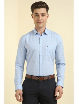 Allen Solly - Men Light Blue Slim Fit Check Full Sleeves Formal Shirts