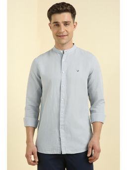Allen Solly - Men Grey Slim Fit Solid Full Sleeves Casual Shirts