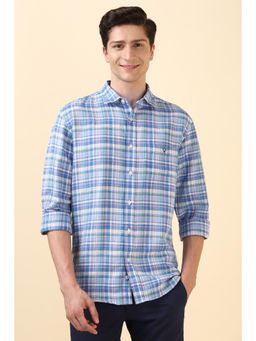 Allen Solly - Men Blue Slim Fit Check Full Sleeves Casual Shirts