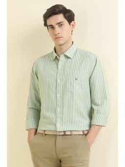 Allen Solly - Men Green Slim Fit Stripe Full Sleeves Casual Shirts