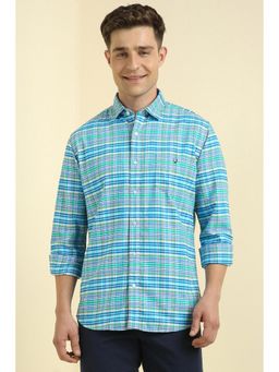 Allen Solly - Men Blue Slim Fit Check Full Sleeves Casual Shirts