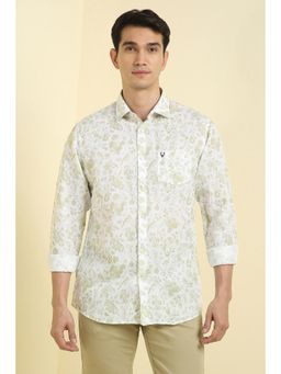 Allen Solly - Men White Slim Fit Print Full Sleeves Casual Shirts