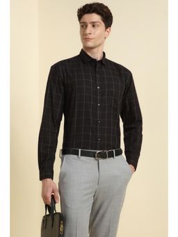 Allen Solly - Men Black Slim Fit Check Full Sleeves Formal Shirts