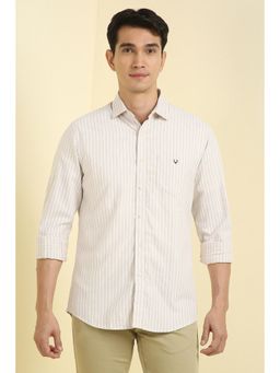 Allen Solly - Men Beige Slim Fit Stripe Full Sleeves Casual Shirts