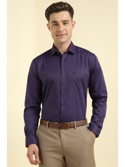 Allen Solly - Men Purple Slim Fit Print Full Sleeves Formal Shirts