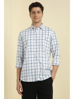 Allen Solly - Men White Slim Fit Check Full Sleeves Casual Shirts