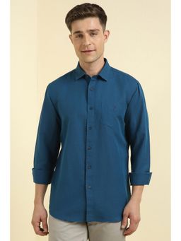 Allen Solly - Men Blue Slim Fit Solid Full Sleeves Casual Shirts