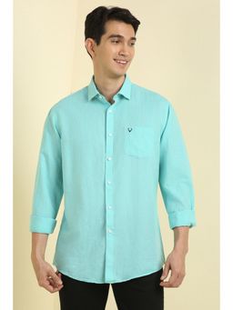 Allen Solly - Men Green Slim Fit Solid Full Sleeves Casual Shirts