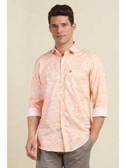 Allen Solly - Men Peach Slim Fit Print Full Sleeves Casual Shirts