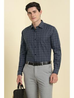 Allen Solly - Men Grey Slim Fit Check Full Sleeves Formal Shirts