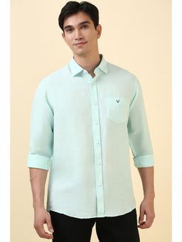 Allen Solly - Men Green Slim Fit Solid Full Sleeves Casual Shirts