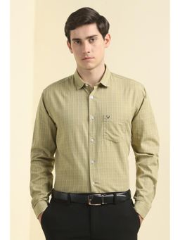 Allen Solly - Men Olive Slim Fit Check Full Sleeves Formal Shirts