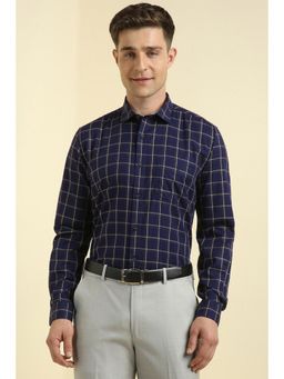 Allen Solly - Men Blue Slim Fit Check Full Sleeves Formal Shirts