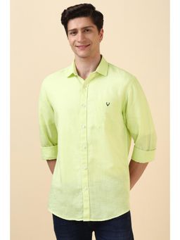 Allen Solly - Men Green Slim Fit Solid Full Sleeves Casual Shirts