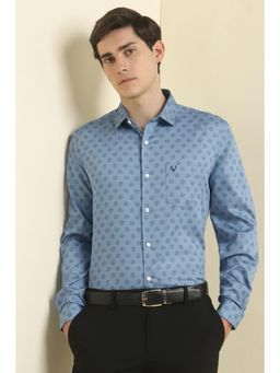 Allen Solly - Men Blue Slim Fit Print Full Sleeves Formal Shirts