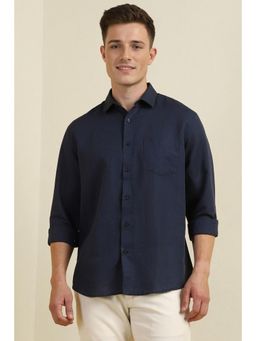 Allen Solly - Men Navy Slim Fit Solid Full Sleeves Casual Shirts