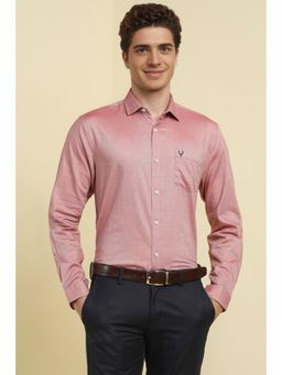 Allen Solly - Men Maroon Slim Fit Textured Full Sleeves Formal Shirts