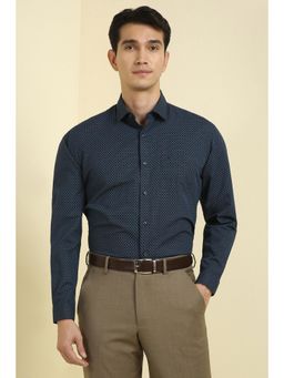 Allen Solly - Men Navy Slim Fit Print Full Sleeves Formal Shirts