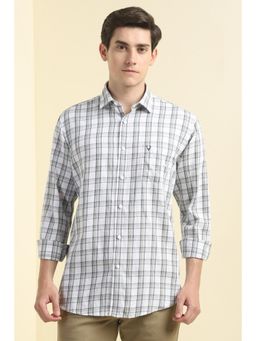 Allen Solly - Men White Slim Fit Check Full Sleeves Casual Shirts