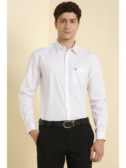 Allen Solly - Men White Slim Fit Print Full Sleeves Formal Shirts