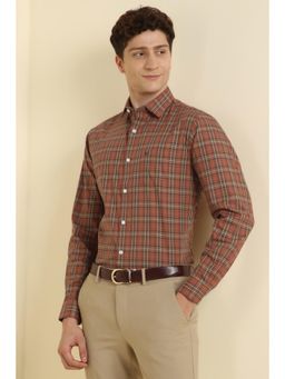 Allen Solly - Men Rust Slim Fit Check Full Sleeves Formal Shirts