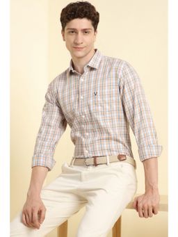 Allen Solly - Men White Slim Fit Check Full Sleeves Casual Shirts