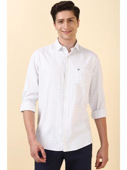 Allen Solly - Men White Slim Fit Check Full Sleeves Casual Shirts