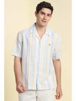 Allen Solly - Men White Relaxed Fit Stripe Half Sleeves Casual Shirts