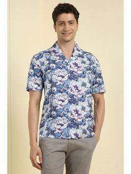 Allen Solly - Men Blue Relaxed Fit Print Half Sleeves Casual Shirts