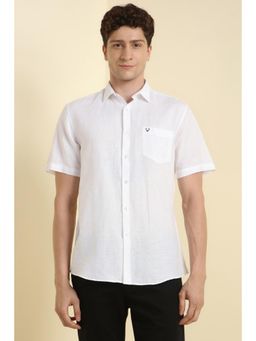Allen Solly - Men White Slim Fit Textured Half Sleeves Casual Shirts