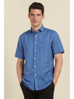 Allen Solly - Men Blue Slim Fit Print Half Sleeves Casual Shirts