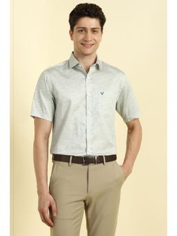 Allen Solly - Men Grey Slim Fit Print Half Sleeves Formal Shirts