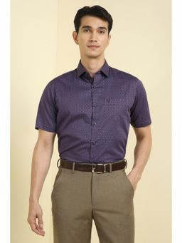 Allen Solly - Men Purple Slim Fit Print Half Sleeves Formal Shirts