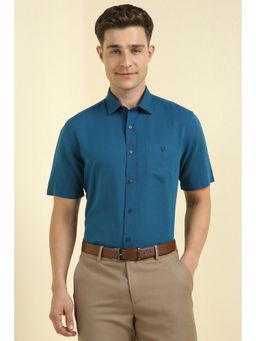 Allen Solly - Men Blue Slim Fit Solid Half Sleeves Formal Shirts