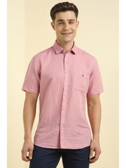 Allen Solly - Men Pink Slim Fit Solid Half Sleeves Casual Shirts