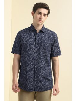 Allen Solly - Men Navy Slim Fit Print Half Sleeves Casual Shirts
