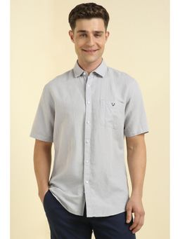 Allen Solly - Men Grey Slim Fit Solid Half Sleeves Casual Shirts