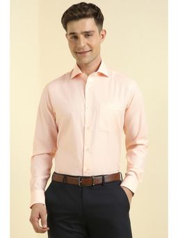 Allen Solly - Men Peach Regular Fit Textured Full Sleeves Formal Shirts