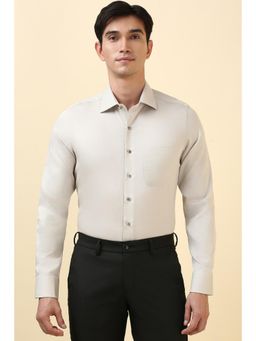 Allen Solly - Men Beige Slim Fit Textured Full Sleeves Formal Shirts