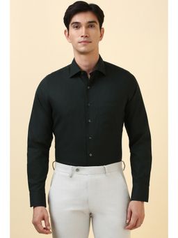Allen Solly - Men Green Slim Fit Textured Full Sleeves Formal Shirts