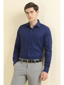 Allen Solly - Men Blue Slim Fit Textured Full Sleeves Formal Shirts