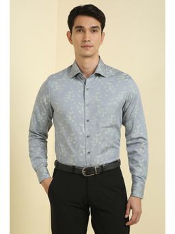 Allen Solly - Men Grey Slim Fit Print Full Sleeves Formal Shirts