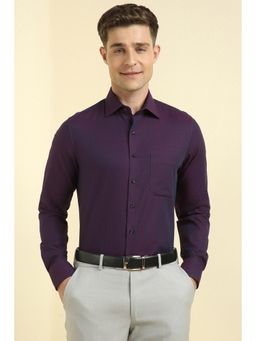Allen Solly - Men Purple Slim Fit Textured Full Sleeves Formal Shirts